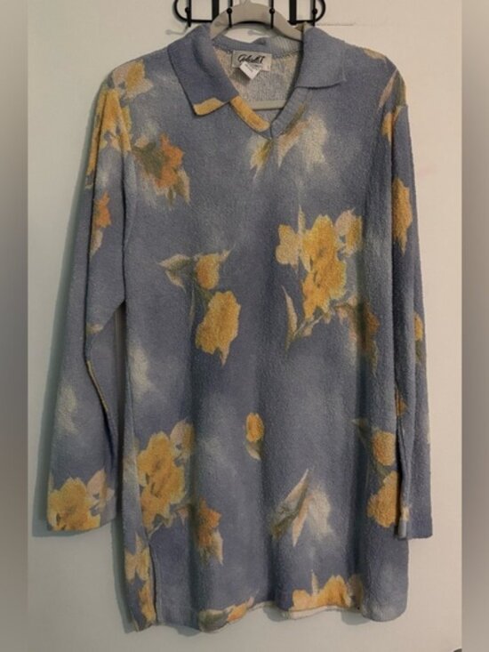 Gabriella T Sweaters - 80s Vintage Gabriella T Womens Collared Long Sleeve Italian Floral Sweater Sz L